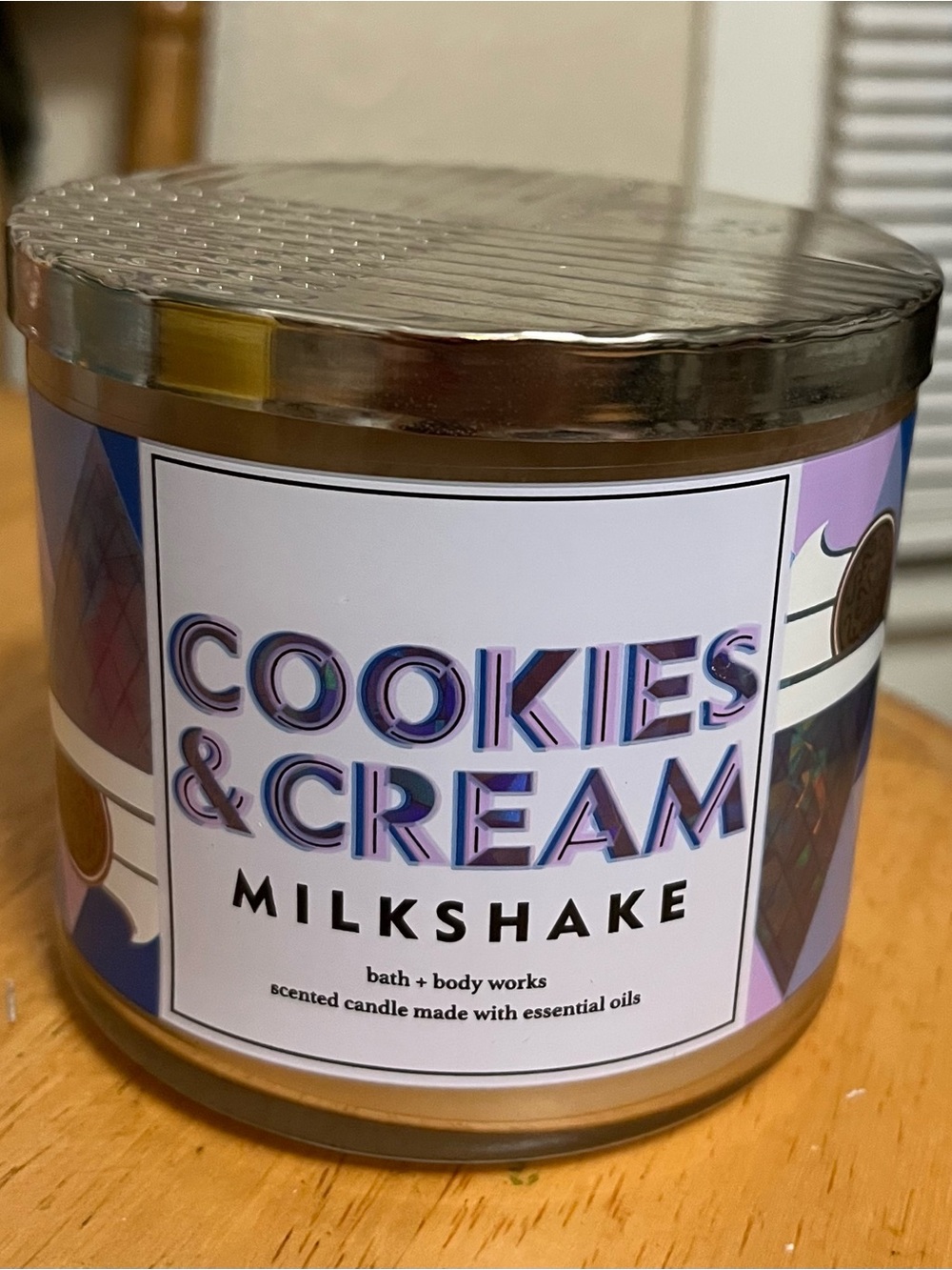 Bath & Body Works Cookies & Cream Milkshake Candle - Purple and White Label
